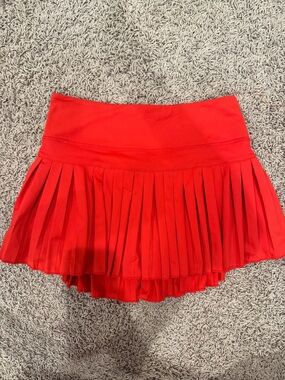 Red Goldhinge Pleated Mini Skirt with Shorts